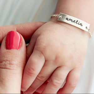 Personalized Baby Name Bracelet, Stainless Steel ID Bracelets for Kids
