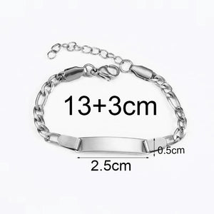 Custom Baby ID Bar Bracelets - Stainless Steel Name Record