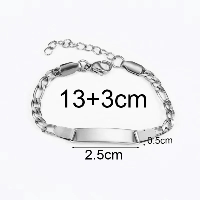 Custom Baby ID Bar Bracelets - Stainless Steel Name Record