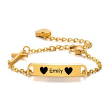 Personalized Baby Stainless Steel ID Bracelet With Cross 14k Plated