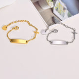 Personalized Baby Stainless Steel ID Bracelet With Cross 14k Plated