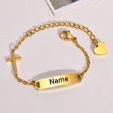Personalized Baby Stainless Steel ID Bracelet With Cross 14k Plated
