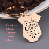 Personalized Baby Stats Keychain - Birth Details Keepsake