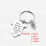 Personalized Baby Keychain Name Date Height For Newborn Birthday Gift