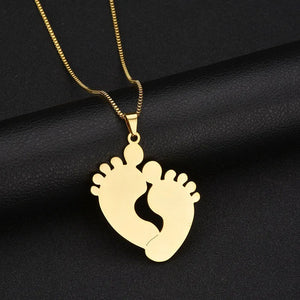 Personalized Baby Feet Name Necklace for Women