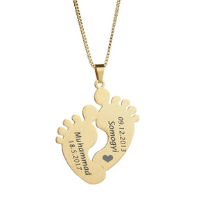 Personalized Baby Feet Name Necklace for Women