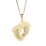 Personalized Baby Feet Name Necklace for Women