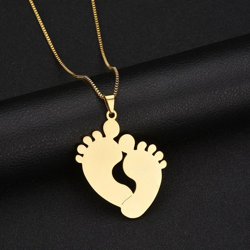 Personalized Baby Feet Name Necklace for Women