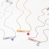 Personalized Birthstone Engraving Necklace Infinite Loop Stainless Steel Pendant