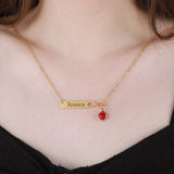 Personalized Birthstone Engraving Necklace Infinite Loop Stainless Steel Pendant