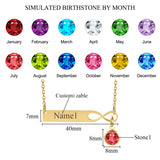 Personalized Birthstone Engraving Necklace Infinite Loop Stainless Steel Pendant