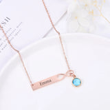 Personalized Birthstone Engraving Necklace Infinite Loop Stainless Steel Pendant