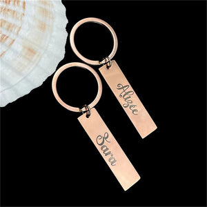 Engraved Numbers Key Chain Bar Keyring DIY Gift