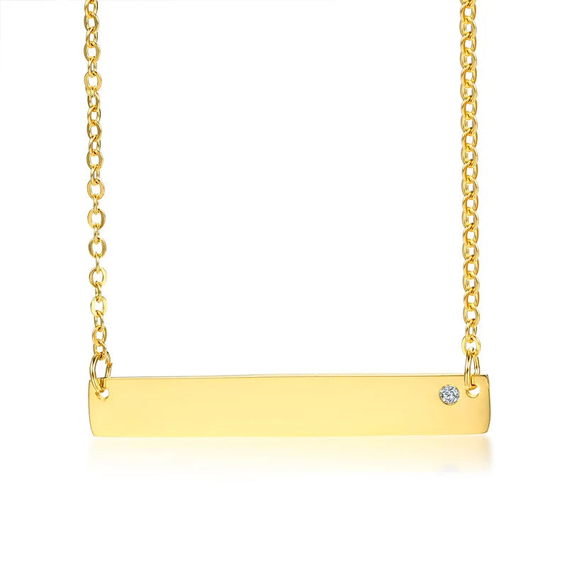 Personalized Bar Name Necklace Engraved Coordinate Collar