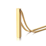 Custom Bar Necklace 18K Plated Name Engraved Cuban Chain Gift