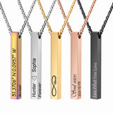 Custom Bar Necklace 18K Plated Name Engraved Cuban Chain Gift