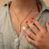 Custom Bar Necklace 18K Plated Name Engraved Cuban Chain Gift