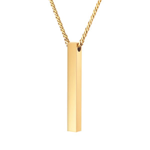Custom Bar Necklace 18K Plated Name Engraved Cuban Chain Gift