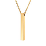 Custom Bar Necklace 18K Plated Name Engraved Cuban Chain Gift