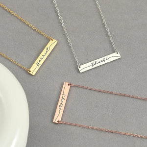 Personalized Gold Bar Necklace, Engraved Name Necklace