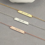 Personalized Gold Bar Necklace, Engraved Name Necklace