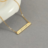 Personalized Gold Bar Necklace, Engraved Name Necklace