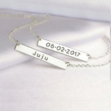 Personalized Bar Necklace Engraved Pendant Choker