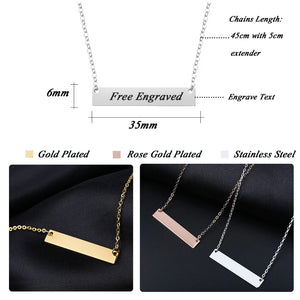 Personalized Bar Necklace Engraved Stainless Steel Nameplate Necklace