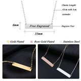 Personalized Bar Necklace Engraved Stainless Steel Nameplate Necklace