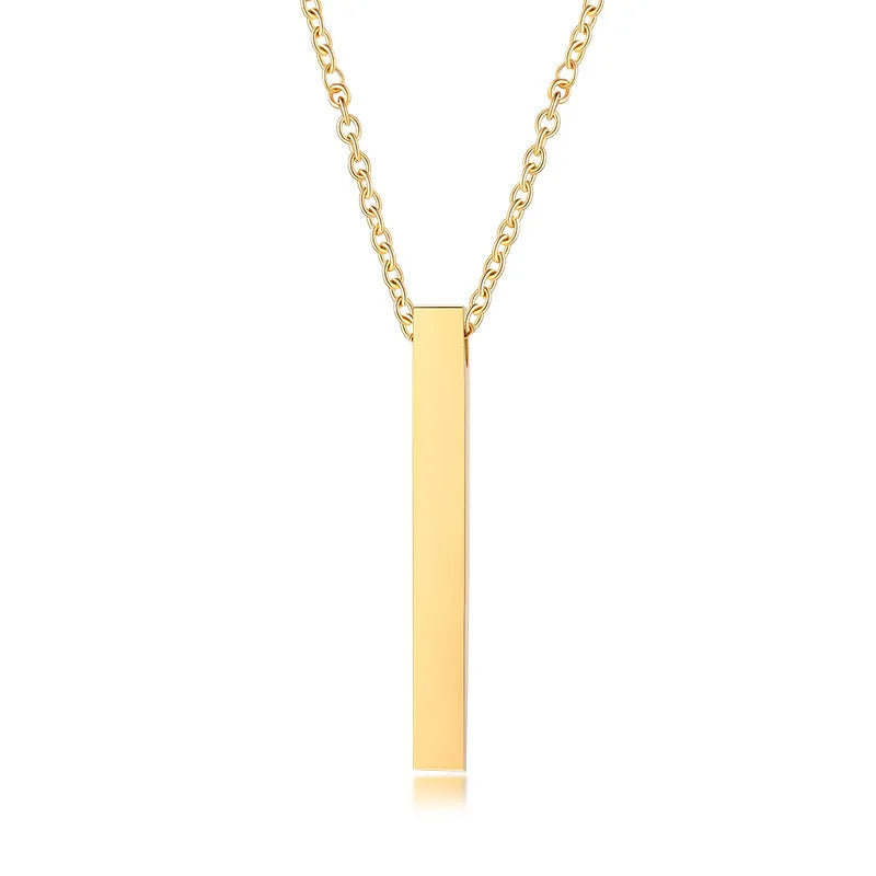 Personalized Bar Necklace Initial Letter Nameplated Pendant