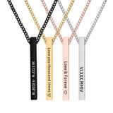 Personalized Bar Pendant Necklace Birthday Name Stainless Steel Jewelry Set