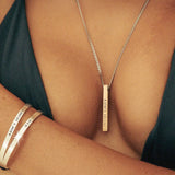 Personalized Bar Pendant Necklace Birthday Name Stainless Steel Jewelry Set