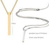 Personalized Bar Pendant Necklace Birthday Name Stainless Steel Jewelry Set