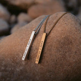 Personalized Bar Pendant Necklace Birthday Name Stainless Steel Jewelry Set