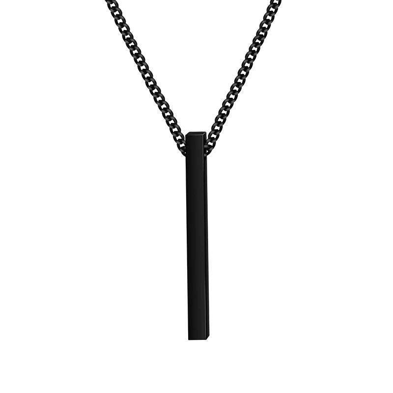 Personalized Bar Pendant Necklace Birthday Name Stainless Steel Jewelry Set