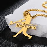 Personalized Baseball Name Necklace Stainless Steel Text Pendant