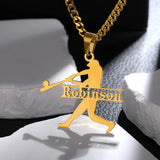 Personalized Baseball Name Necklace Stainless Steel Text Pendant