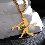 Personalized Baseball Name Necklace Stainless Steel Text Pendant