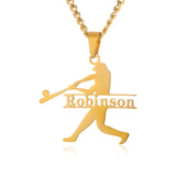 Personalized Baseball Name Necklace Stainless Steel Text Pendant