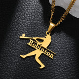 Personalized Baseball Name Necklace Stainless Steel Text Pendant