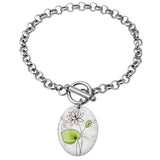 Custom Birth Flower Bracelet with Engraved Name for Mom