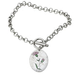 Custom Birth Flower Bracelet with Engraved Name for Mom
