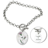 Custom Birth Flower Bracelet with Engraved Name for Mom