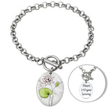 Custom Birth Flower Bracelet with Engraved Name for Mom