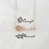 Personalized Birth Flower Name Necklace Stainless Steel for Women