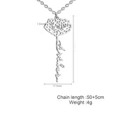 Personalized Birth Flower Necklace Name Necklace Stainless Steel
