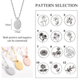 Personalized Birth Month Flower Necklace Oval Pendant