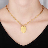 Personalized Birth Month Flower Necklace Oval Pendant