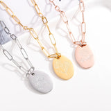 Personalized Birth Month Flower Necklace Oval Pendant