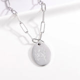 Personalized Birth Month Flower Necklace Oval Pendant